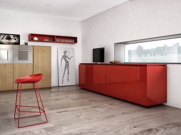  Dapur  Minimalis  dengan Aksen Warna  Merah  Desain  Rumah  