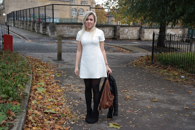 Rare London White Quilted shift dress