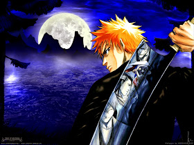 great wallpapers ichigo with big moon on the backgroud