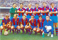 C. F. BARCELONA. Temporada 1969-70. Miguel Reina, Torres, Gallego, Eladio, Zabalza y Fusté. Rexach, Marcial, Zaldúa, Juan Carlos, Pujol y Ángel Mur (masajista). C. F. BARCELONA 3 ATLÉTICO DE BILBAO 2 Domingo 05/10/1969, 16:30 horas. Campeonato de Liga de 1ª División, jornada 4. Barcelona, Nou Camp. GOLES: ⚽1-0: 20’, Pujol. ⚽2-0: 46’, Zaldúa. ⚽3-0: 64’, Rexach. ⚽3-1: 75’, Eladio, en propia puerta. ⚽3-2: 87’, Ortuondo.