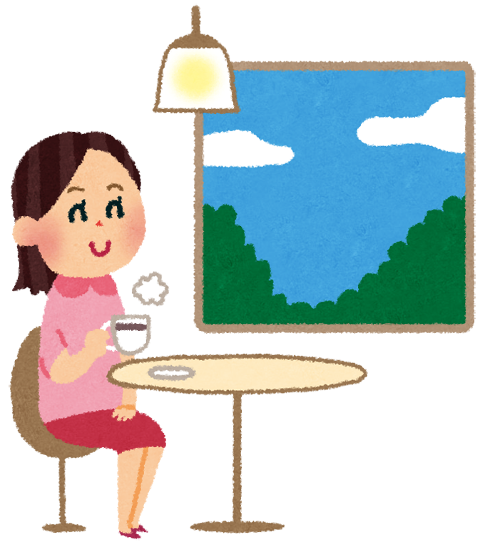 カフェのイラスト くつろぐ女性 かわいいフリー素材集 いらすとや