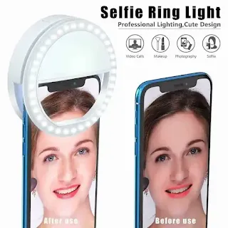 Selfie Ring Light Rechargeable Portable Clip-on Selfie Fill Light for iPhone Android Smart Phone Photography Camera Video Hown - store