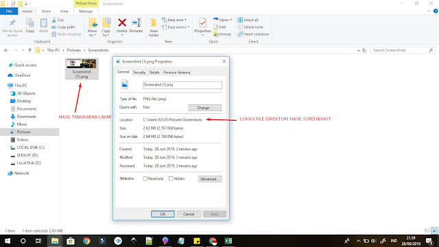 contoh hasil screenshot dengan tombol windows + print screen