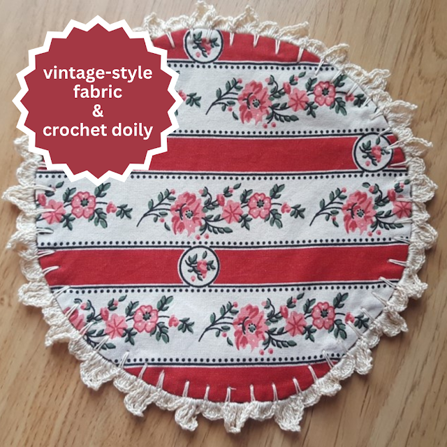 Vintage-style fabric & crochet doily