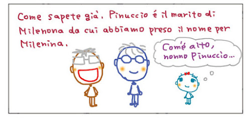 Come sapete gia', Pinuccio e( il marito di Milenona da cui abbiamo preso il nome per Milenina. Com'e' alto, nonno Pinuccio...