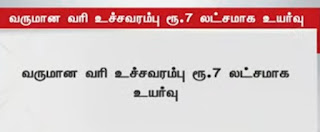 Income tax ceiling increased to Rs.7 lakh