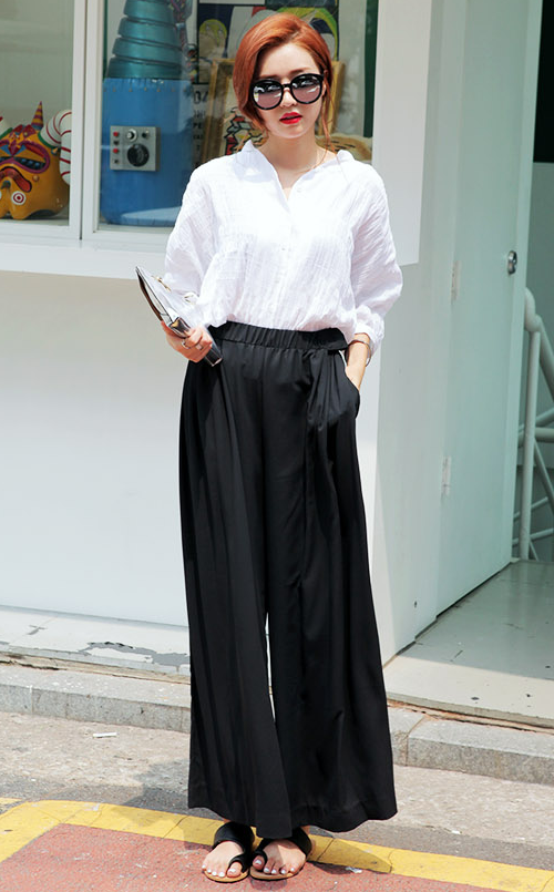 Banded High-Waist Wide Leg Pants