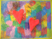 Second and third graders used crayon resist, model magic, and wire to create . (picture )
