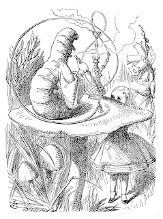 The Caterpillar. One of John Tenniel's illustrations from the first edition of Alice's Adventures in Wonderland (1865)