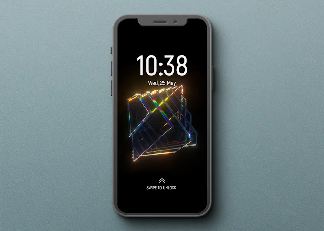 Black OLED iridescent background wallpaper for iOS iphone and Android.