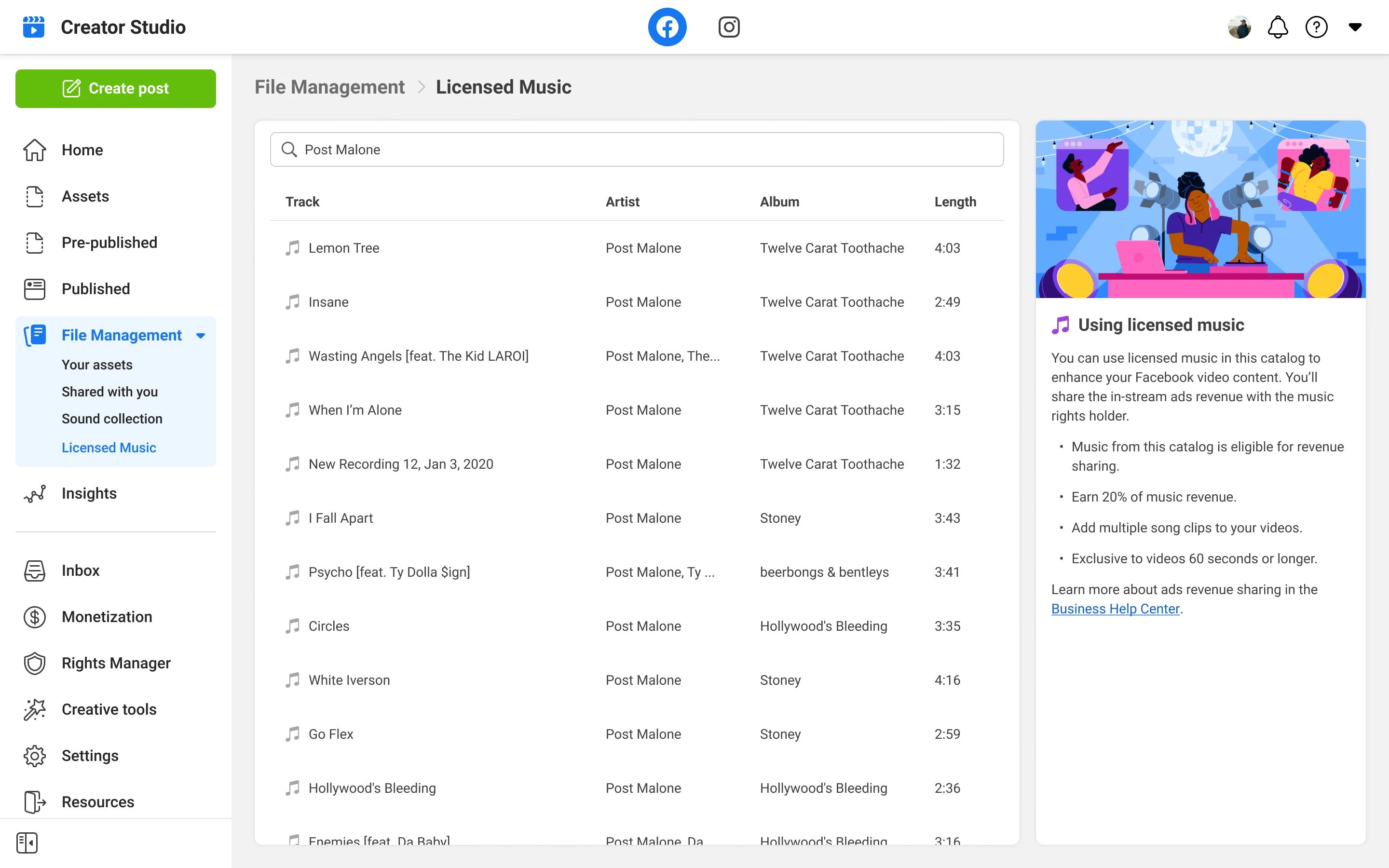 Music earnings sharing