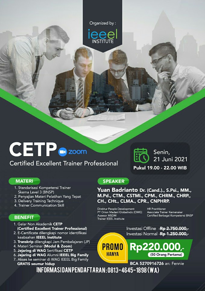 Gelar Non Akademik Certified Excellent Trainer Professional