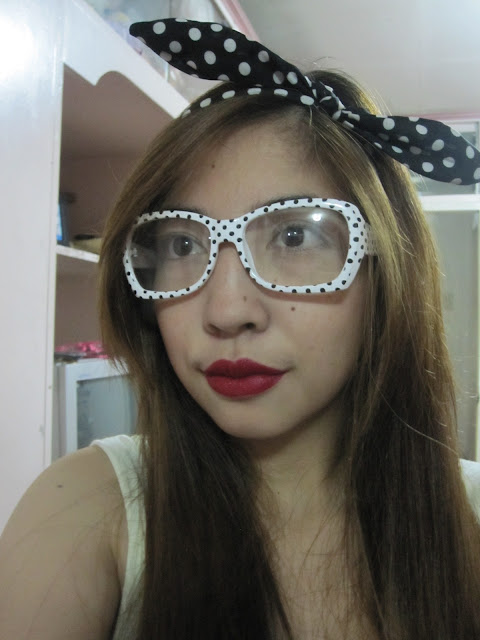 black and white polka dot glasses