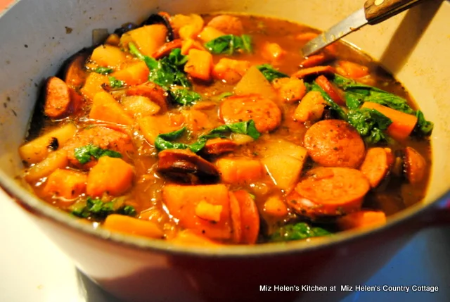 Southern Sweet Potato & Sausage Stew at Miz Helen's Country Cottage