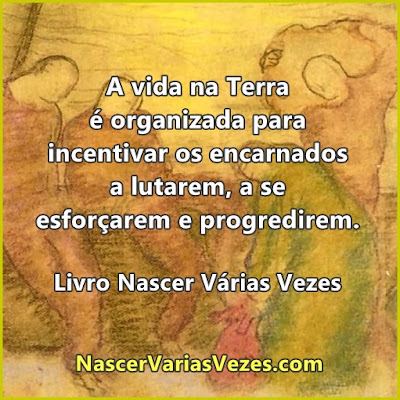 A vida na Terra é organizada para incentivar os encarnados a lutarem, a se esforçarem e progredirem.  Livro espírita Nascer Várias Vezes