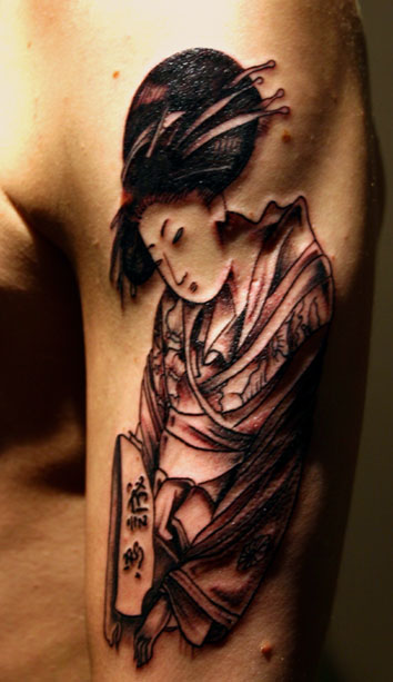 Japanese Shoulder Geisha Tattoos Designs