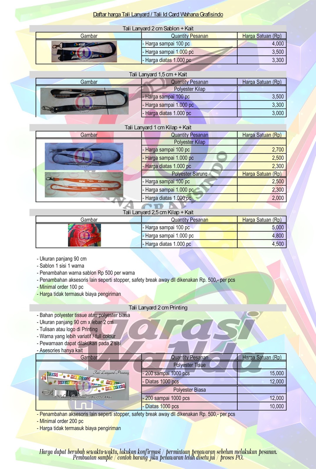 Tali Lanyard Id Card Sablon Printing Murah: Harga Tali dan 