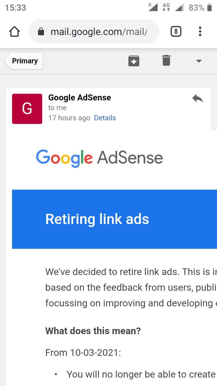 Retiring link ads