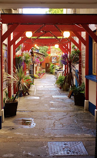 Small brightly lit passageways in Dingle Town Ireland