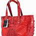 Thaipremiumhouse+Genuine Crocodile Leather Handbag Bag Tote Basket Shiny Red Zipper Soft&Shiny