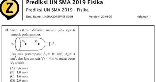 Latihan Soal UN (UNBK & UNKP) Fisika SMA 2020 (Prediksi Soal Ujian