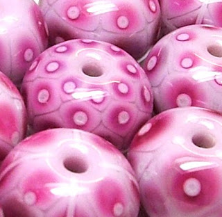 Pink Lampwork Beads By Laura Sparling