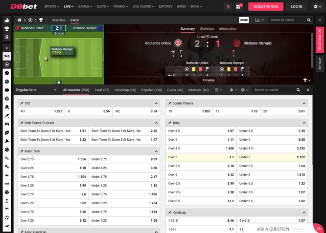 DoubleBet Live Betting Screen