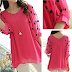 Stylish Sleeve Polka Dot  Loose-Fitting Chiffon Pink Blouse