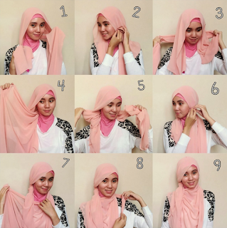 Tutorial memakai jilbab pashmina sifon panjang