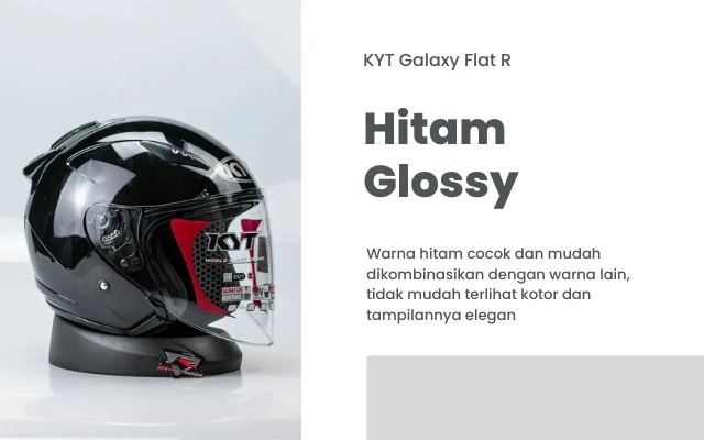 helm kyt galaxy flat r warna hitam glossy