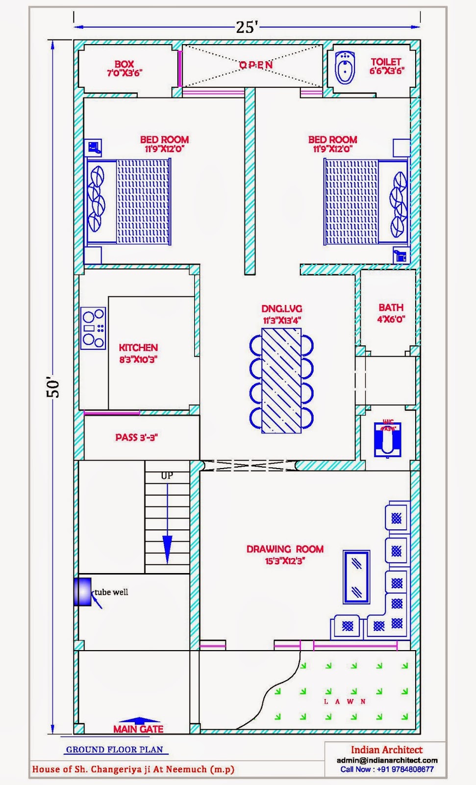 Mr Changeriya ji House  Plan  Exterior Design at Neemuch 