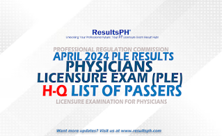 H-Q List of Passers | April 2024 Physician Licensure Exam (PLE)