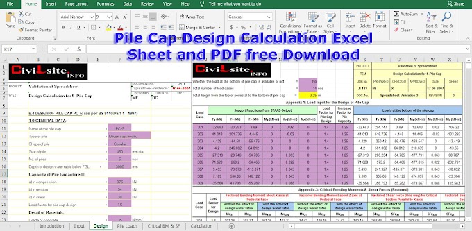 Pile Cap Design Calculation Excel Sheet and PDF free Download