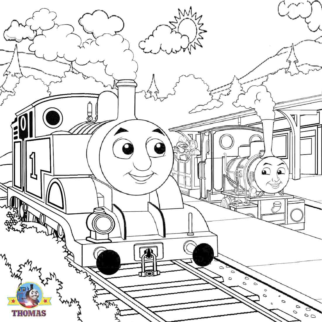 Island of Sodor Thomas tank the train Percy coloring railway engine pictures to color coloring pages