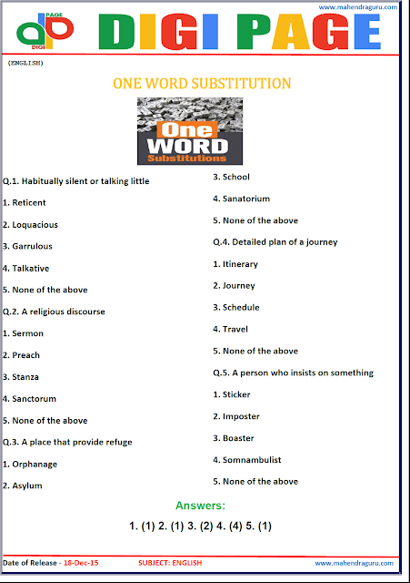 DP | ONE WORD SUBSTITUTION |18-DEC-15