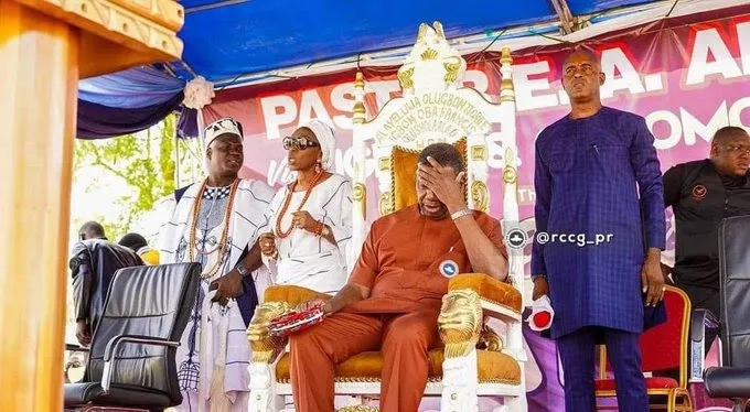 The image of Adeboye sitting on the throne of the Oyo monarch has sparked varied responses.