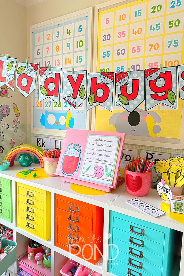 a ladybug banner in kindergarten