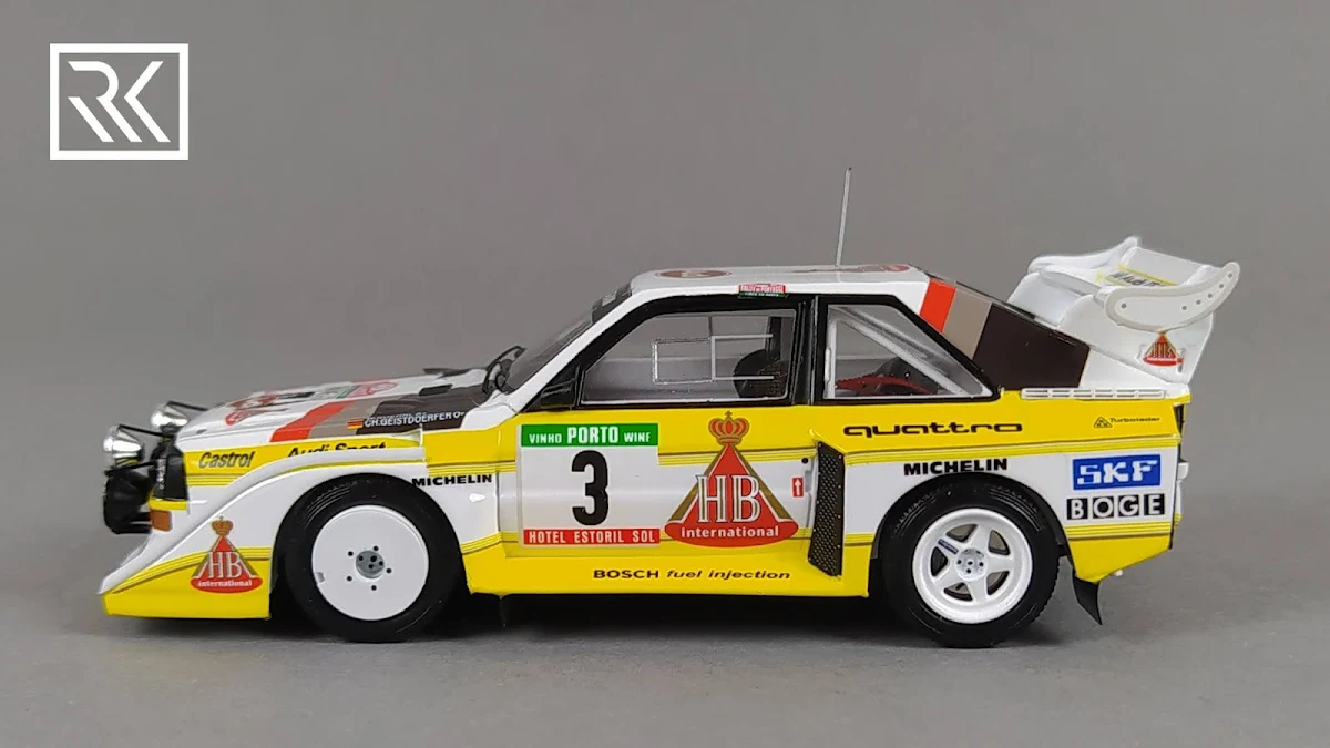 Zdjęcie modelu Spark Audi Sport Quattro S1, Walter Rohrl & Christian Geistdorfer, Rallye de Portugal 1986, edycja limitowana dla Rallye-Fanshop 1 z 300