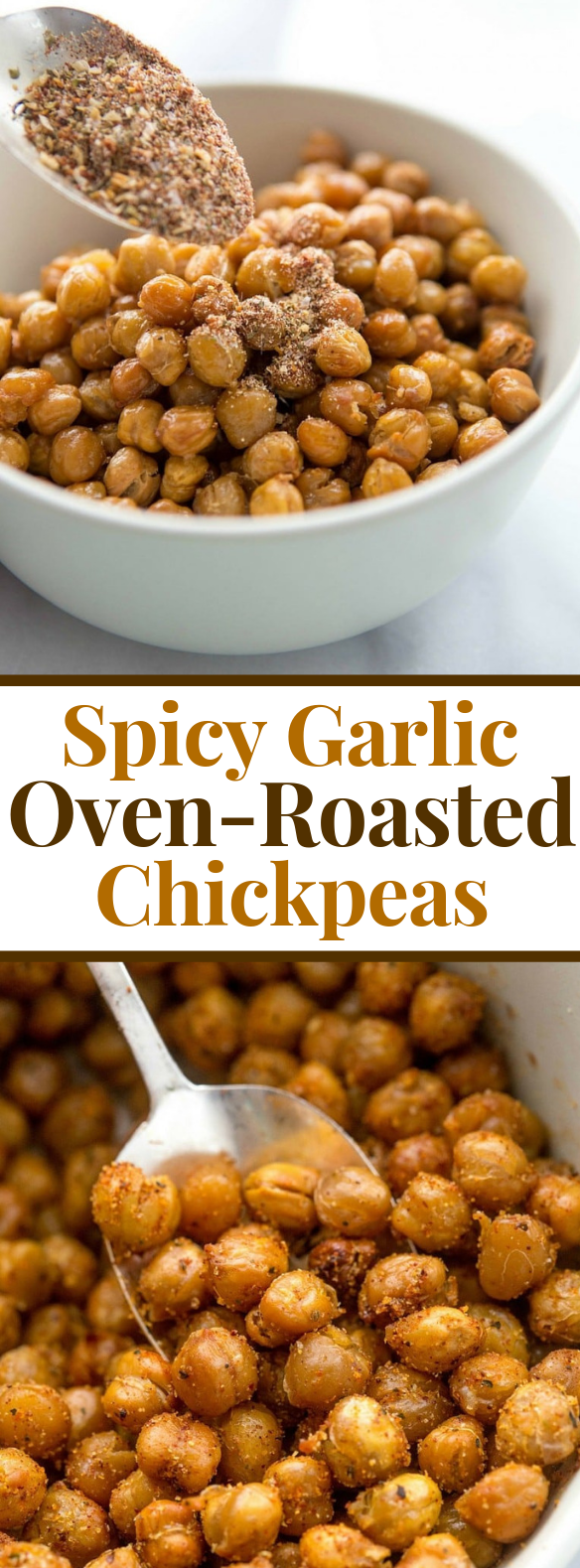 Spicy Garlic Oven-Roasted Chickpeas #healthysnacks #vegan