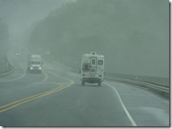 Traveling in the rain and fog