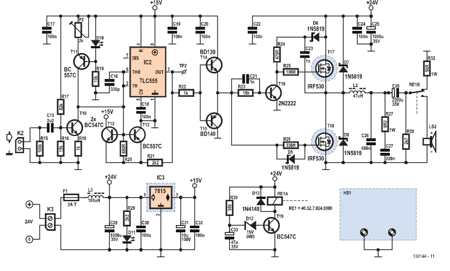 555 Class  D  Audio Amplifier By Elektor Penguat Kelas 