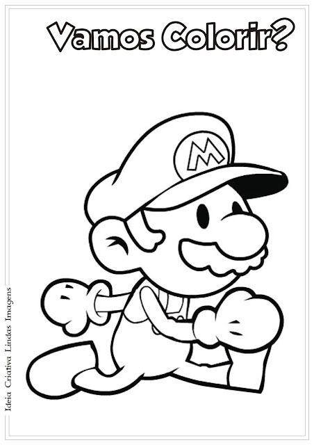 Desenho Super Mario fofo para colorir