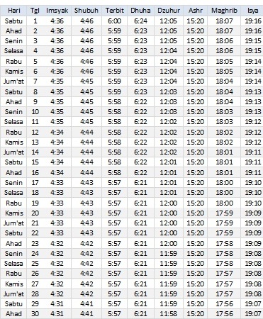 Jadwal Sholat Lampung April 2017