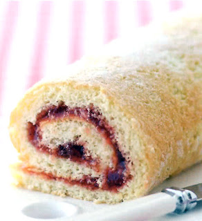 Classic Swiss (Jelly) roll with a strawberry jam filling