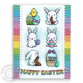 Sunny Studio Stamps: Chubby Bunny Easter Card (using Dots & Stripes Pastels Paper & Ric Rac Border Die)