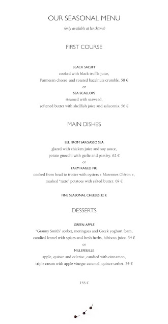 Epicure at Le Bristol Paris - Seasonal Set Lunch Menu