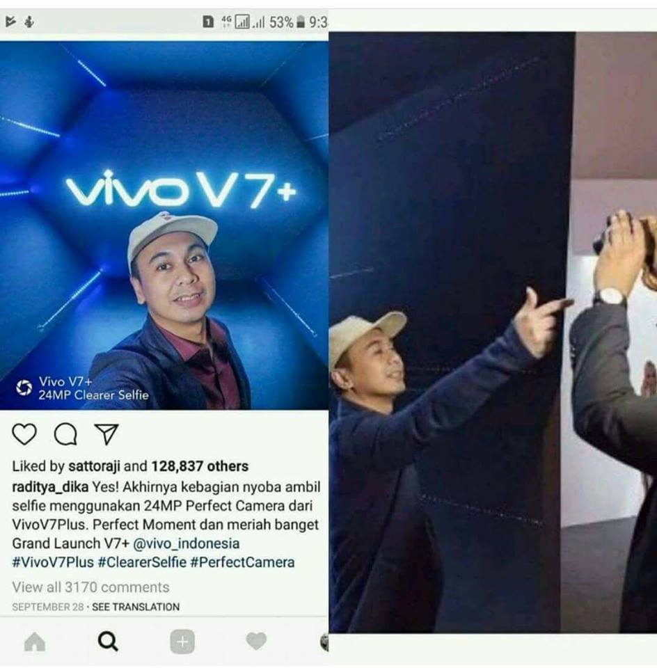 Foto Selfie Palsu Raditya Dika Menggunakan Vivo V7 Plus Tersebar