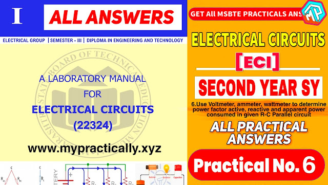 Use Voltmeter, ammeter, wattmeter to determine power factor active, reactive and apparent power consumed in given R-C Parallel circuit
