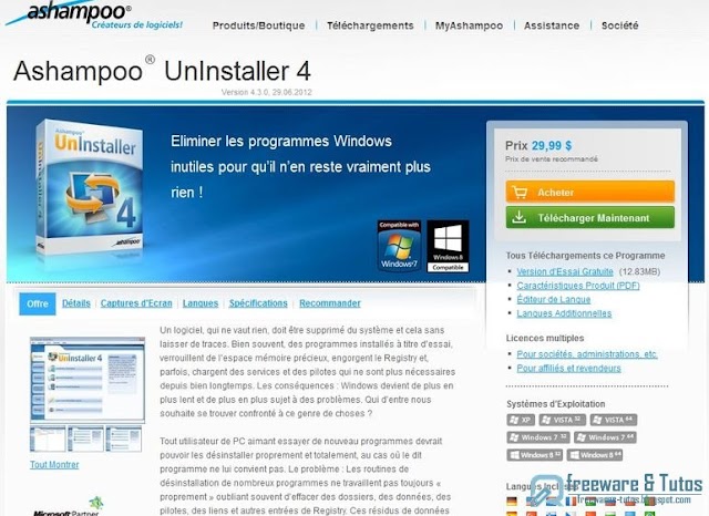 Offre promotionnelle : Ashampoo UnInstaller 4 gratuit !