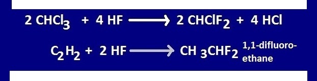 HF is used to prepare fluorocarbon from chloro carbon.